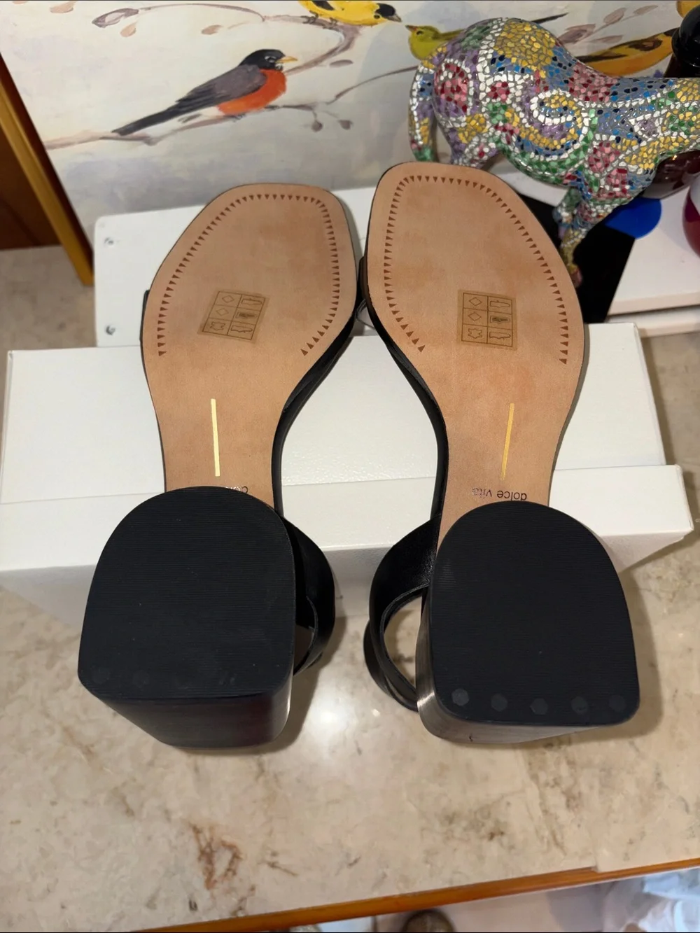 Black leather Lea Block Heel Buckle Sandals by